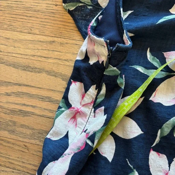 Lulus Navy Blue Floral One Shoulder Ruffle Mini Dress XL Tropical Summer Boho - Picture 6 of 8